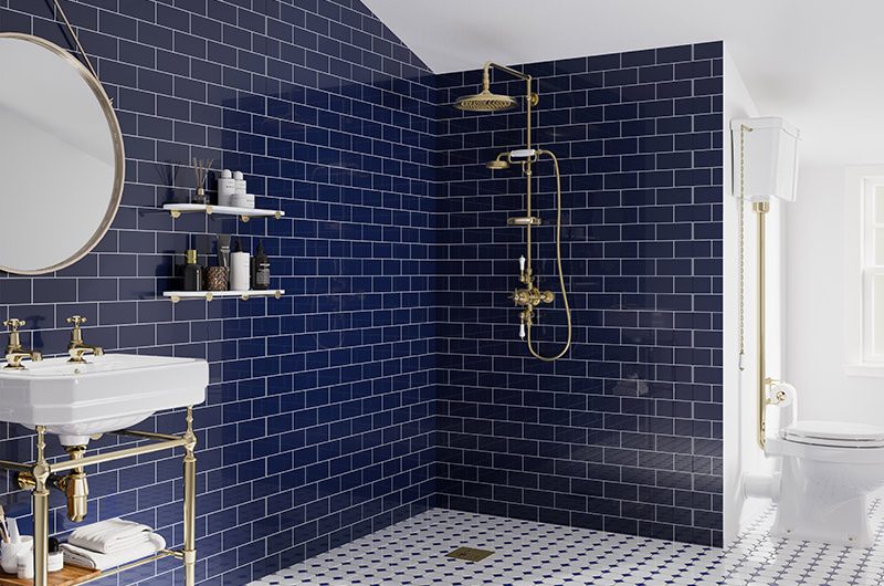 navy tiled panel