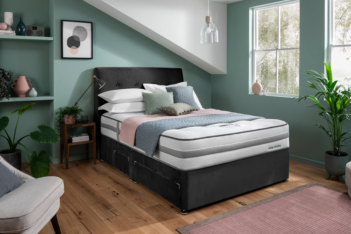 Update your bedroom in 2023 ideas: new mattress in green room