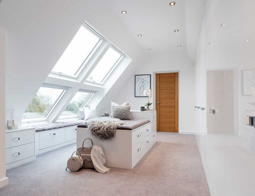 White dressing room with central island