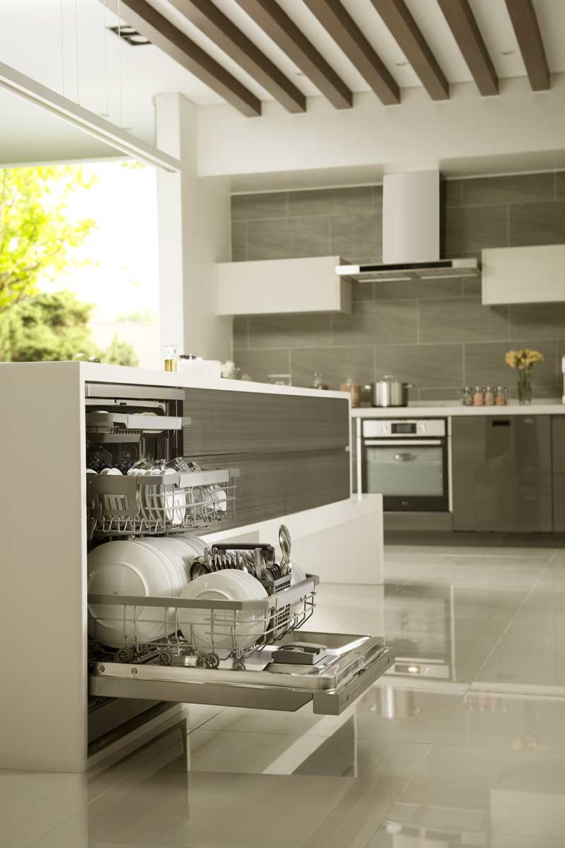 A built-in dishwasher 